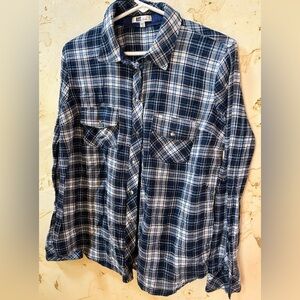 KUT From The Kloth Plaid Flannel Snap Shirt Medium
